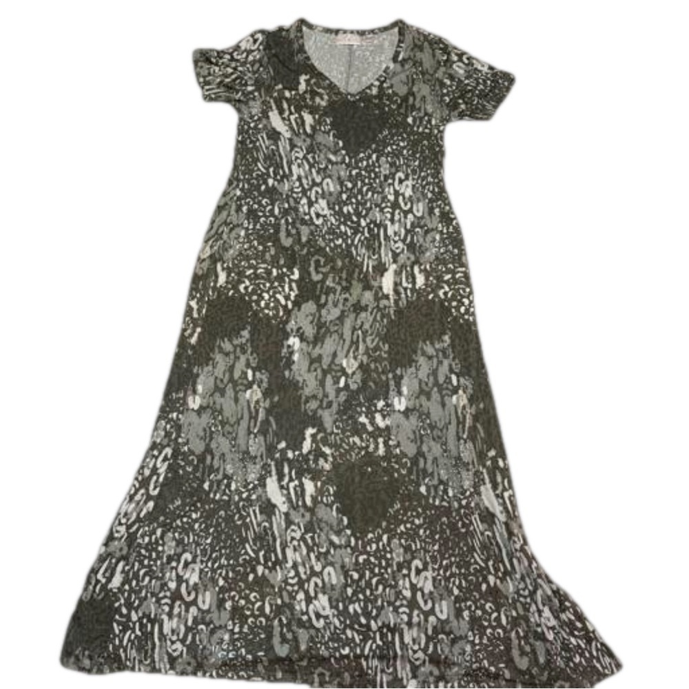 Belle by Kim Gravel Print V-Neck Maxi Dress XXS Approx 47"length Side Slit New - Picture 11 of 12